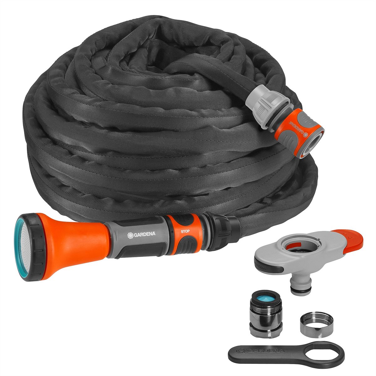 GARDENA Liano Textilschlauch mit Hahnverbinder für Indoor-Wasserhähne