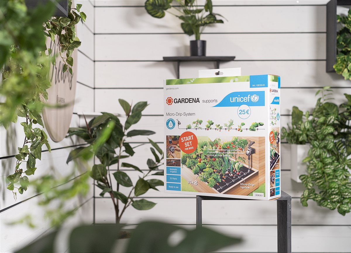 GARDENA Start Set automatic for beds and raised beds in support of UNICEF