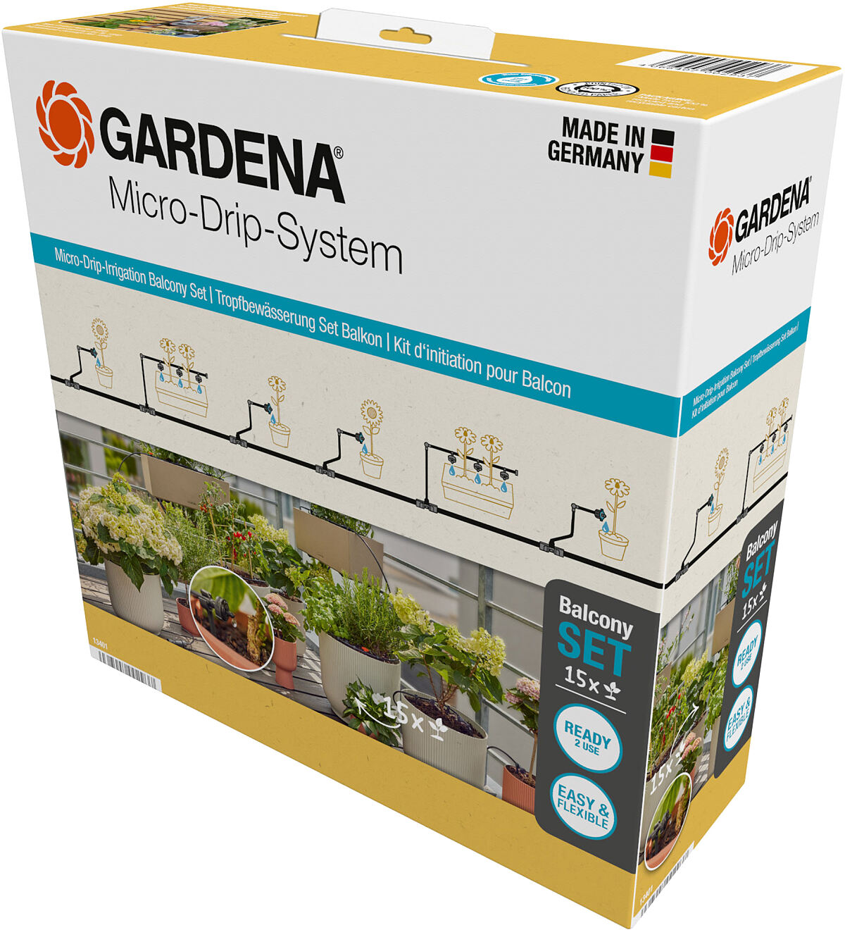 GARDENA Tropfbewässerung Set Balkon (15 Pflanzen)