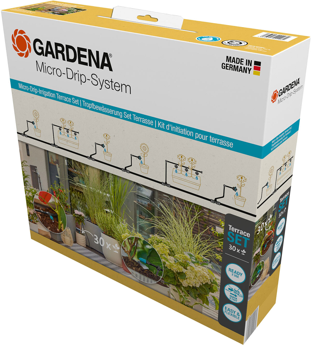 GARDENA Tropfbewässerung Set Terrasse (30 Pflanzen)